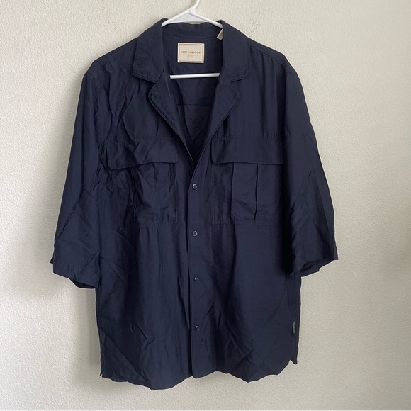 Scotch & Soda Chest Pockets Mid Sleeve Button Down Shirt